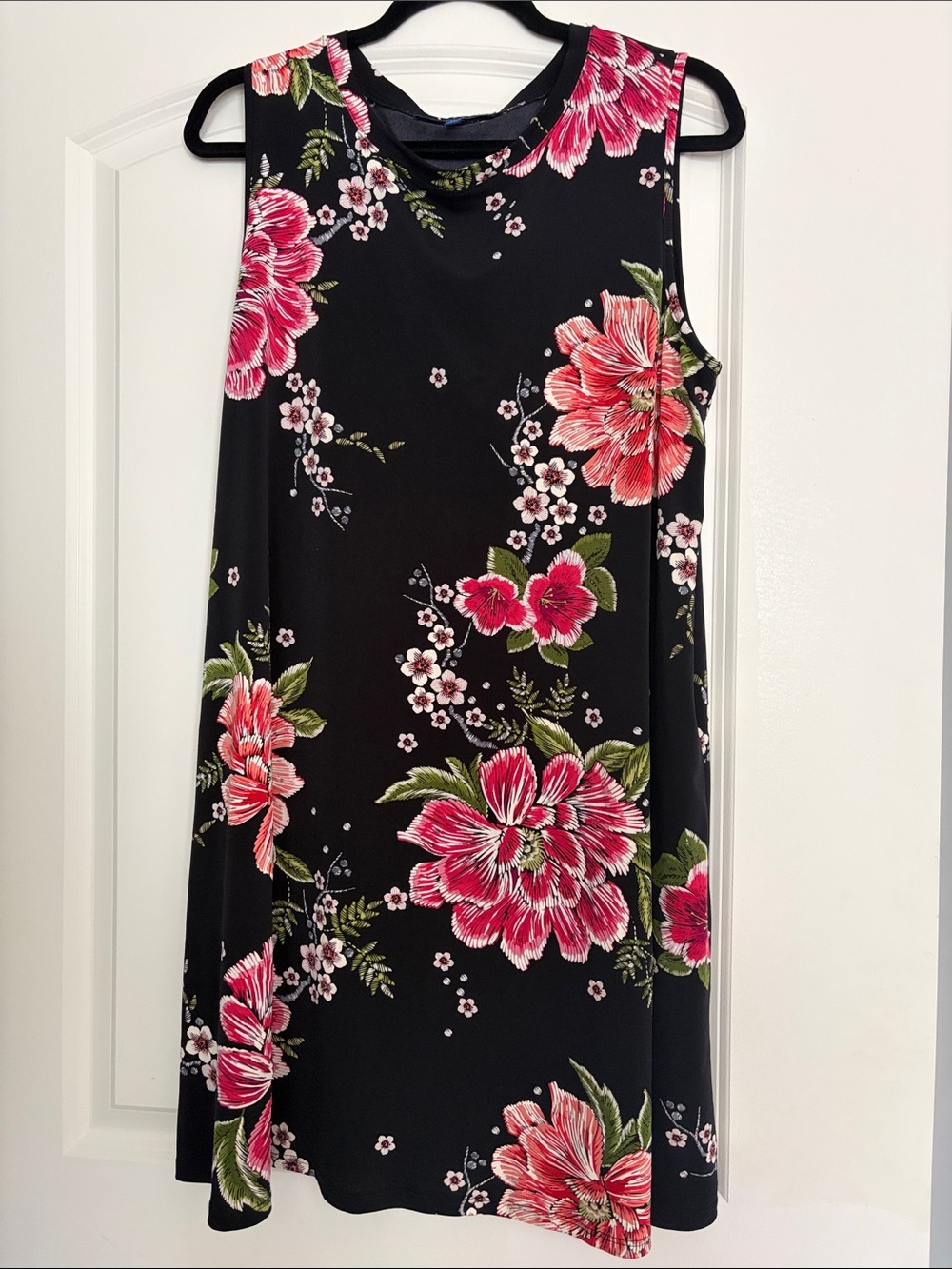 Apt. 9 Black Mini Dress with Pink Floral Pattern